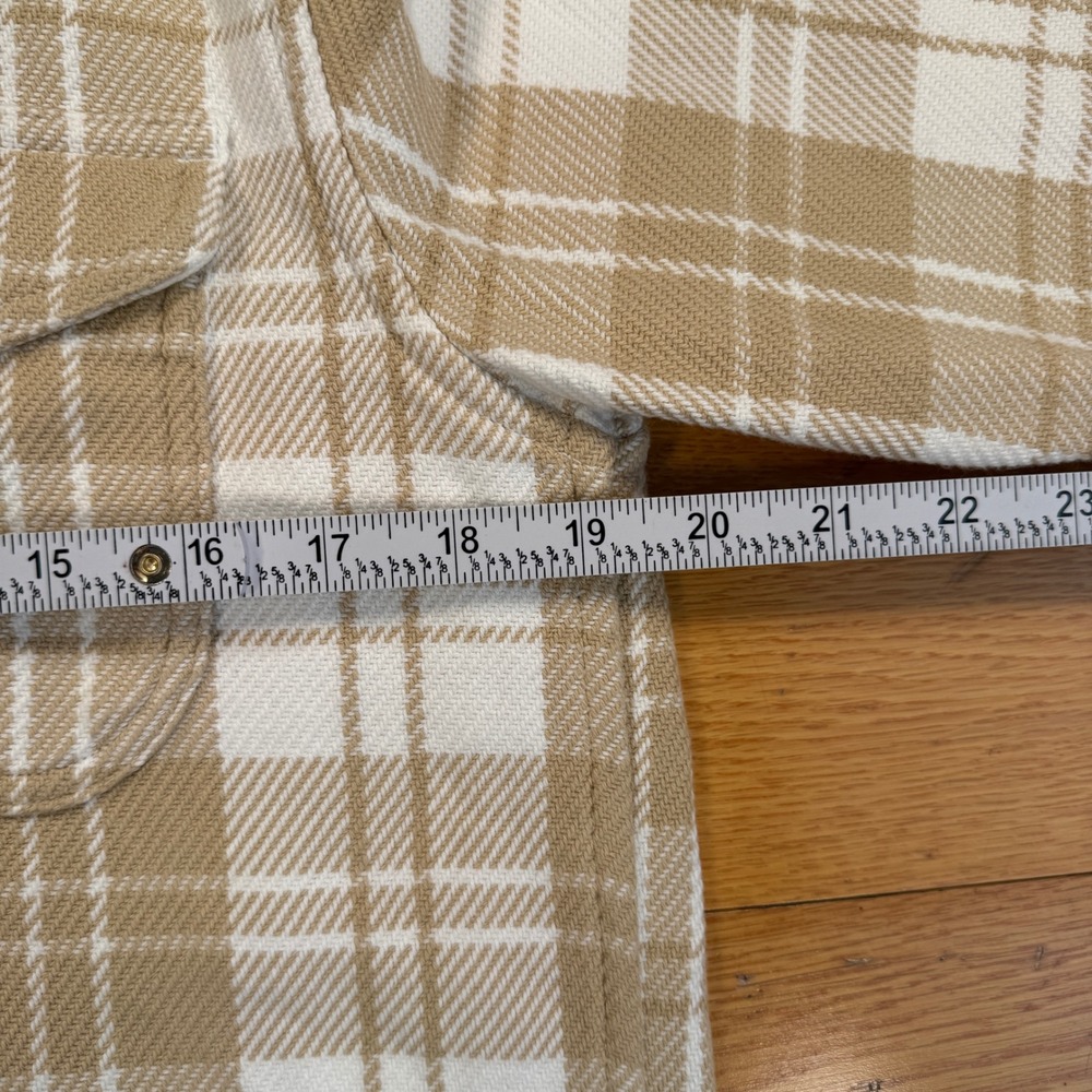 Outerknown Blanket Shirt Mens‎ Small Tan White Plaid Organic Cotton Button Down - Picture 6 of 9